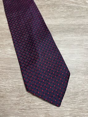 Valentino Rudy Navy/Red Geometric pattern Men's Neck Tie 100% silk